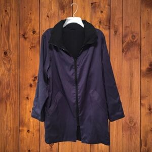 Mycra Pac Reversible Rain Coat Hooded Pockets Zip Up M/L